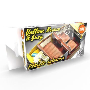 Набір акрилових фарб Сірі, жовті та коричневі інтер&rsquo;єри (Grey Yellow Brown Interiors) 6 шт AK-Interactive AK11684 AK11684 фото