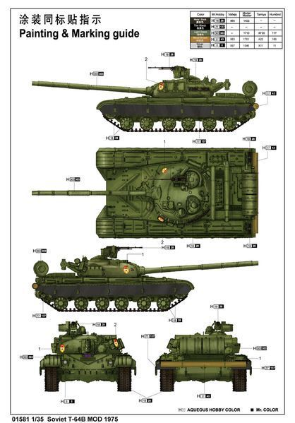 Советский основной боевой танк 1/35 Т-64Б мод. 1975 Trumpeter 01581 , сборная модель обт Трумпетер TR01581 фото