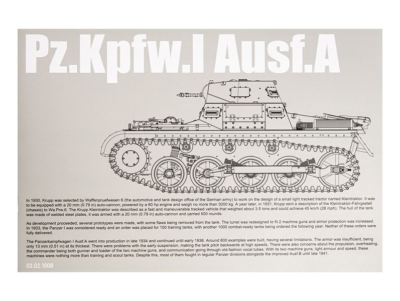 Сборная модель Танк 1/16 Pz.Kpfw.I Ausf.A Таком 1008 1008 фото