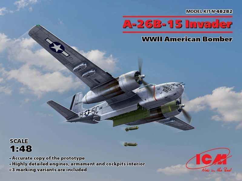 Сборная модель ICM 1/48 A-26B-15 Invader, Американский бомбардировщик 2СВ 48282 ICM48282 фото