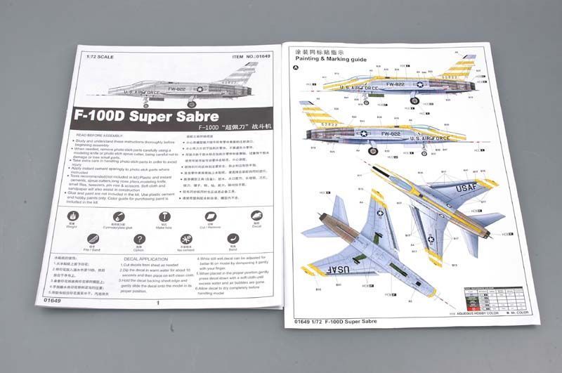 Американський винищувач 1/72 North American F-100D Super Sabre Trumpeter 01649 , збірна модель Трумпетер TR01649 фото