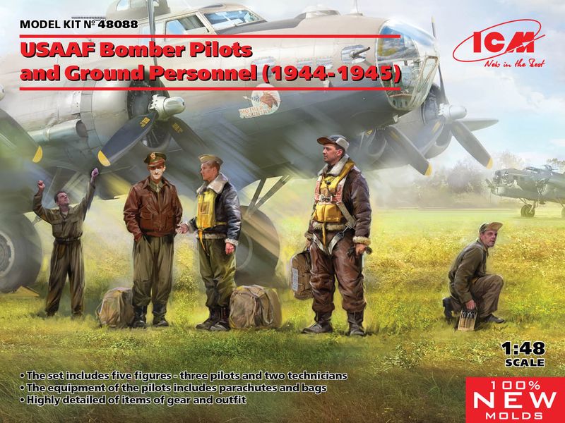 Сборная модель ICM 1/48 Пилоты и техники бомбардировочной авиации США 1944-1945 гг. 48088 ICM48088 фото