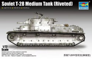 Радянський середній танк 1/72 Т-28 клепаний корпус Trumpeter 07151 , збірна модель танку Трумпетер TR07151 фото