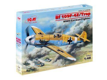 Сборная модель ICM 1/48 Мессершмит Bf 109F-4Z/Trop, немецкий истребитель 48105 ICM48105 фото