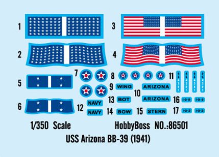 Збірна модель 1/350 Американський лінкор USS Arizona BB-39 (1941) HobbyBoss 86501 HB86501 фото