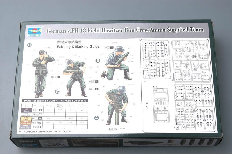 Немецкий артиллерийский расчёт 1/35 s.FH 18 Trumpeter 00426 , сборная модель расчет Трумпетер TR00426 фото