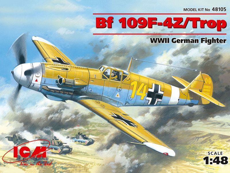 Збірна модель ICM 1/48 Месершмит Bf 109F-4Z/Trop, німецький винищувач (48105) ICM48105 фото