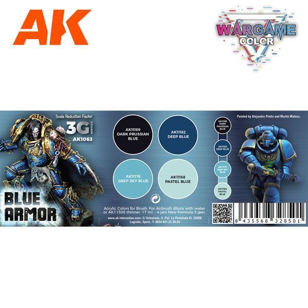 Набір акрилових фарб Синя броня (Wargame Set. Blue Armor.) 4 шт AK-Interactive AK1063 AK1063 фото