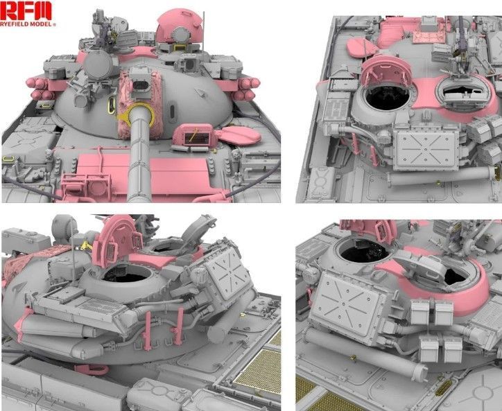 Збірна модель 1/35 радянський танк T-55AMD, з динамічним захистом Дрозд та робочими траками Rye Field Model RFM 5091 RM-5091 фото