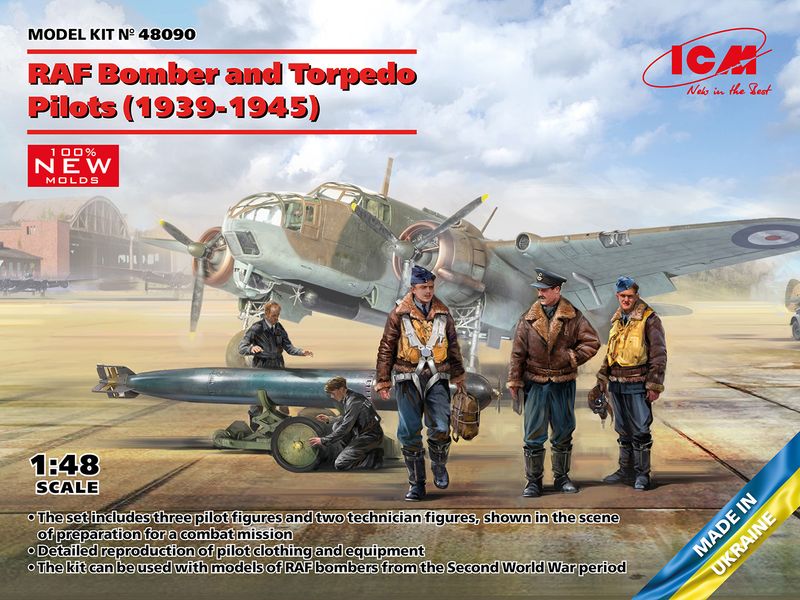 Сборная модель ICM 1/48 Пилоты бомбардировщиков и торпедоносцев RAF 2СВ 48090 ICM48090 фото