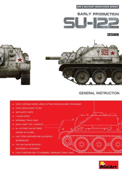 Советский истребитель танков 1/35 СУ-122 (Early) MiniArt 35181 , сборная модель пт-сау Миниарт MA35181 фото