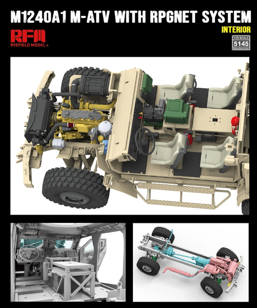 Американський бронеавтомобіль 1/35 M1240A1 M-ATV RPGNet System Rye Field Model 5145 , збірна модель мрап РФМ RM-5145 фото