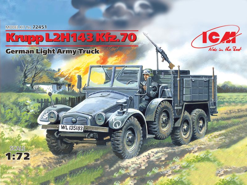 Збірна модель ICM 1/72 Krupp L2H143 Kfz.70, німецький легкий вантажний автомобіль (72451) ICM72451 фото