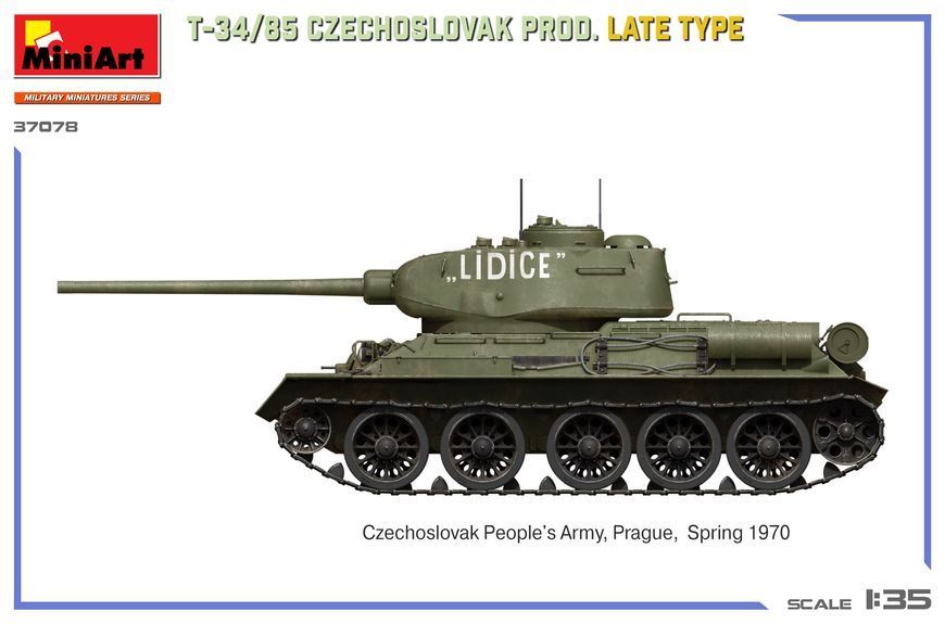 Радянський середній танк 1/35 Т-34-85 Чехословакія (T-34/85 Czechoslovak Prod Late Type) MiniArt 37078 MA37078 фото