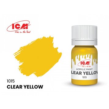 Акрилова фарба ICM Clear Yellow (Напівпрозорий жовтий) 1015   ICM1015 фото