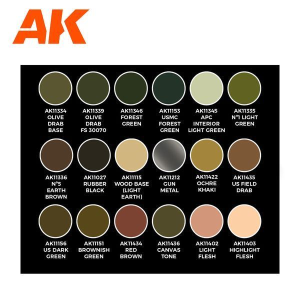 Набір акрилових фарб WWII & Modern US Colors - Signature Set By Adam Wilder AK-Interactive AK11763 AK11763 фото