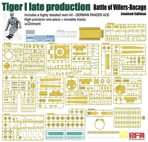 Німецький важкий танк 1/35 Tiger I Late (Limited Edition) Rye Field Model 5101 , збірна модель танку Тигр РФМ RM-5101 фото