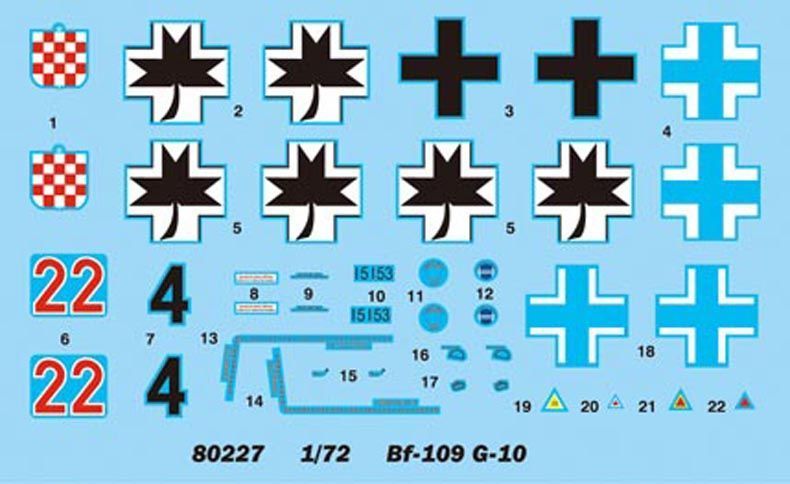 Збірна модель 1/72 німецький винищувач Bf 109 G-10 HobbyBoss HB80227 HB80227 фото