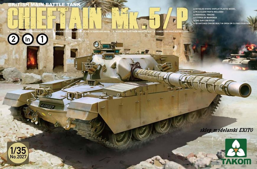 Збірна модель Танк 1/35 British Main Battle Tank Chieftain Mk.5/P Takom 2027 2027 фото