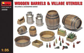Деревянные бочки и емкости 1/35 Wooden Barrels & Village Utensils MiniArt 35550 , сборная модель Миниарт MA35550 фото