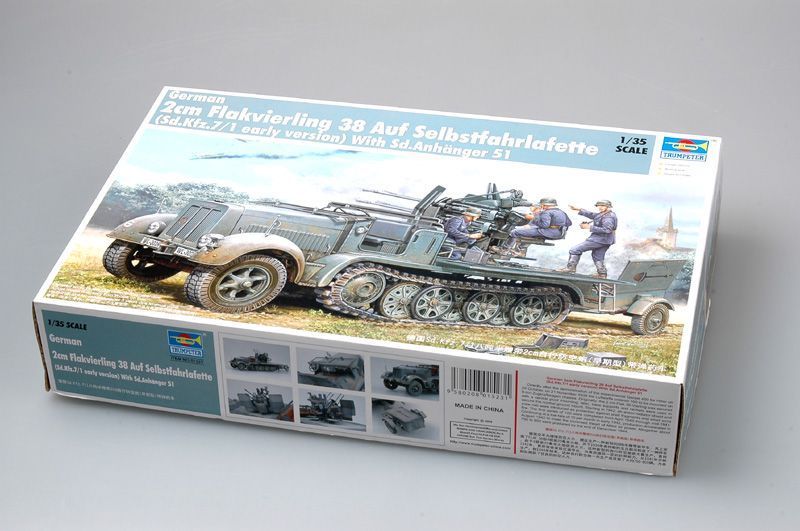 Німецька самохідна зенітна установка з причепом 1/35 Sd.Kfz.7/1 2cm Flak 38 & Sd.Anhanger 51 Trumpeter 01523 TR01523 фото