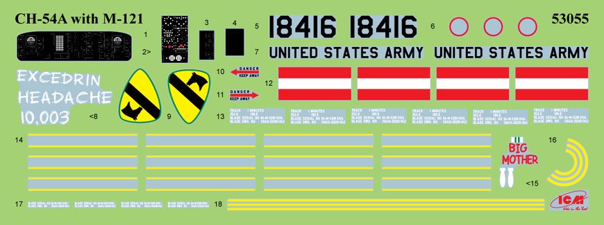 Сборная модель ICM 1/35 Sikorsky CH-54А Tarhe с бомбой М-121 53055 ICM53055 фото