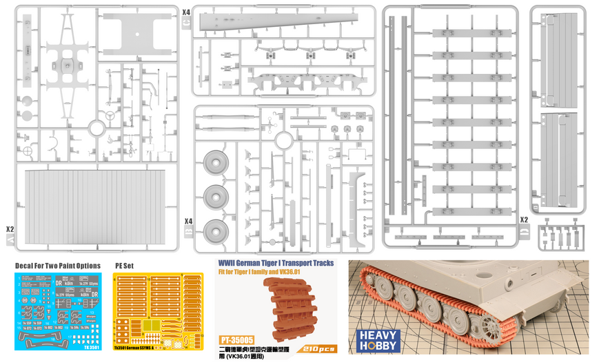 Німецька платформа 1/35 80T Type Ssyms & Transporting Tiger tracks T-Model TB101 , збірна модель платформа TML-TB101+TK3501A+tracks фото