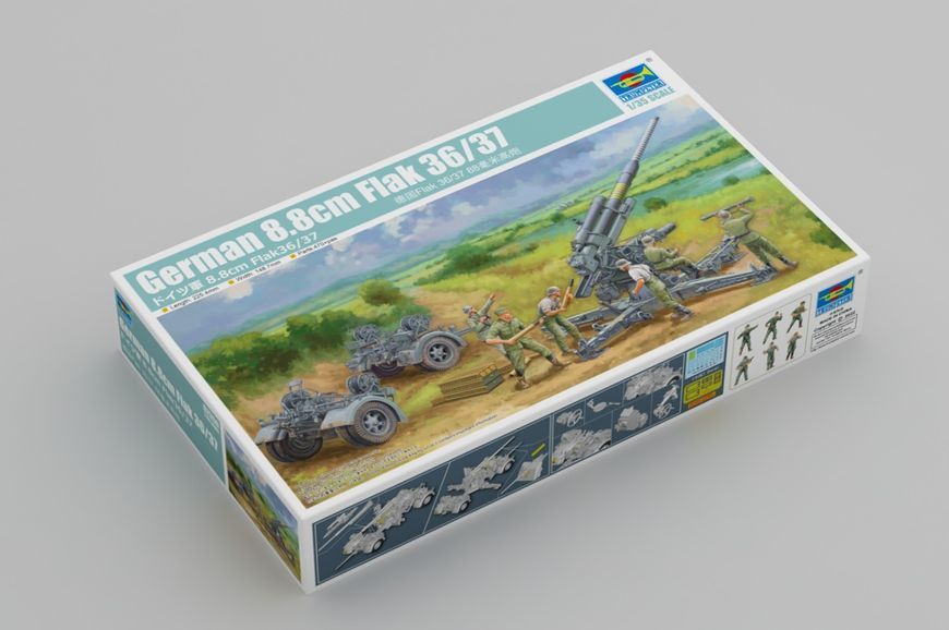 Німецька зенітна гармата 1/35 8,8 cm Flak 36/37 Trumpeter 02359 , збірна модель гармата Флак Трумпетер TR02359 фото