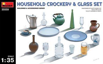 Винтажная посуда 1/35 (Household Crockery & Glass Set) MiniArt 35559 , сборная модель посуды Миниарт MA35559 фото