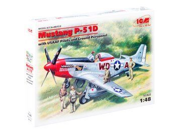 Сборная модель ICM 1/48 Мустанг Р-51D, американский истребитель с пилотами и техниками 48153 ICM48153 фото