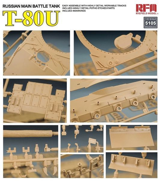 Радянський основний бойовий танк 1/35 Т-80У Rye Field Model 5105 , збірна модель обт РФМ RM-5105 фото