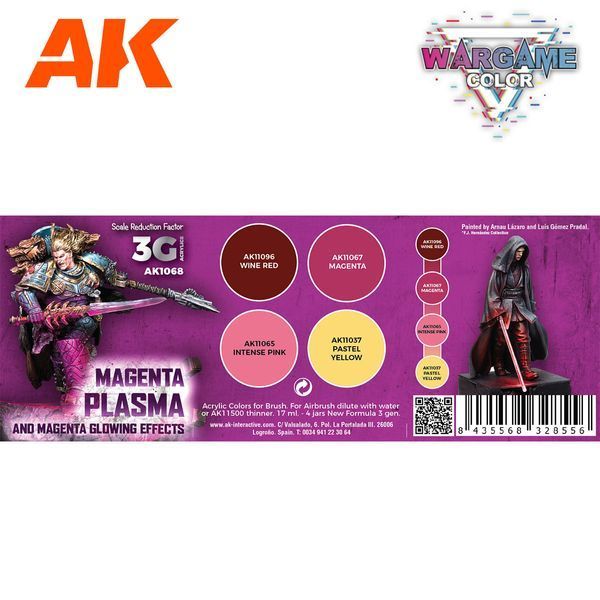 Набор акриловых красок Пурпурная плазма и эффекты свечения (Wargame Color Set. Magenta Plasma And Glowing Effe) 4 шт AK-Interactive AK1068 AK1068 фото