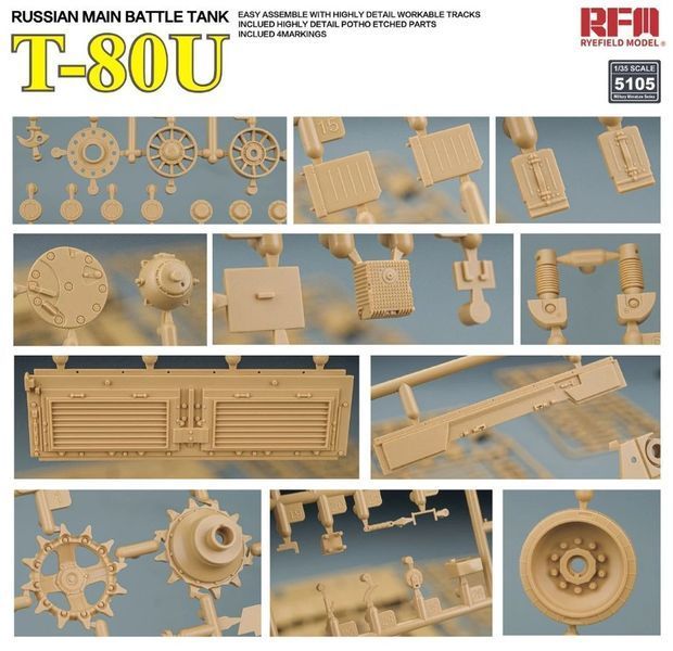 Радянський основний бойовий танк 1/35 Т-80У Rye Field Model 5105 , збірна модель обт РФМ RM-5105 фото