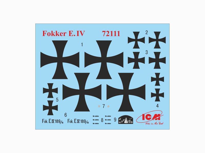 Збірна модель ICM 1/72 Фоккер Е IV, німецький винищувач 1 Світової війни (72111) ICM72111 фото