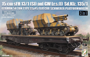 Немецкая Ж/Д-платформа и САУ 1/35 50t SSy45 & Sd.Kfz. 135/1 Zimi Model ZM35076 , сборная модель ZM35076 фото