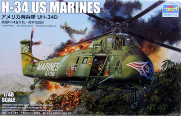 Американский транспортный вертолёт 1/48 Sikorsky H-34 US Marines Trumpeter 02881 , сборная модель Трумпетер TR02881 фото