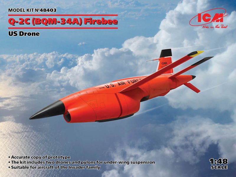 Збірна модель ICM 1/48 Q-2C (BQM-34A) Firebee, американський безпілотний літак (2 літаки та пілони) (48403) ICM48403 фото