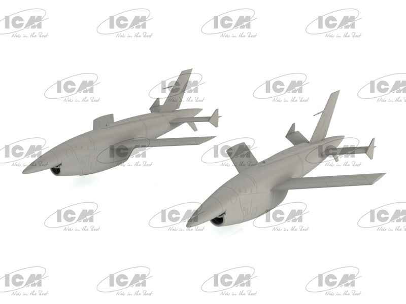 Сборная модель ICM 1/48 Q-2C BQM-34A Firebee, американский беспилотный самолет 2 самолета и пилоны 48403 ICM48403 фото