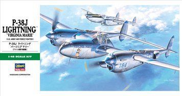 Збірна модель 1/48 американський винищувач P-38J Lightning Virginia Marie Hasegawa 09101 HS09101 фото