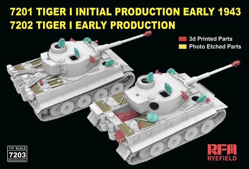 Немецкий тяжелый танк 1/72 Tiger I (2 в 1) Initial & Early Rye Field Model 7203 , сборная модель танк Тигр РФМ RM-7203 фото