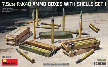 Набір ящиків для боєприпасів 1/35 PaK40 зі снарядами №1 (7.5 cm PaK40 Ammo Boxes w/Shells) MiniArt 35398 MA35398 фото