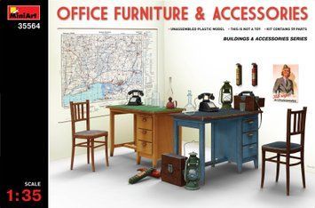 Кабинетная мебель 1/35 и канцелярия (Office Furniture & Accessories) MiniArt 35564 , сборная модель Миниарт MA35564 фото