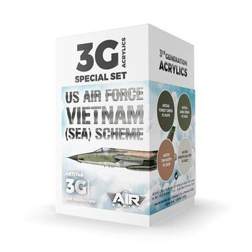 Набор акриловых красок Схема Юго-Восточной Азии ВВС США (US Air Force South East Asia (SEA) Scheme Set 3G) 4 шт AK-Interactive AK11748 AK11748 фото