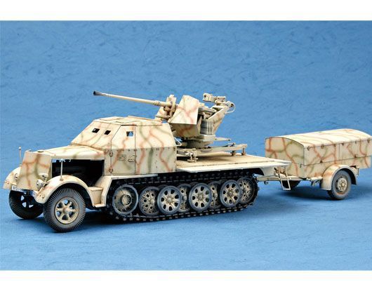 Німецька самохідна зенітна установка з причепом 1/35 Sd.Kfz.7/2 3.7cm Flak 37 & Sd.Anh&auml;nger 52 Trumpeter 01526 TR01526 фото