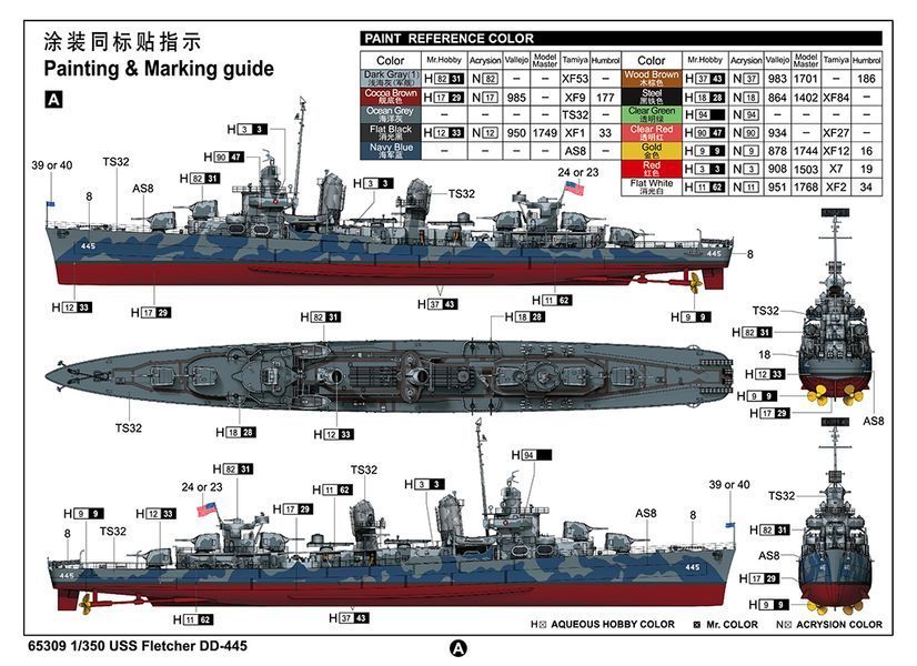 Американський есмінець 1/350 USS Fletcher DD-445 I Love Kit 65309 , збірна модель Флетчер ILK65309 фото