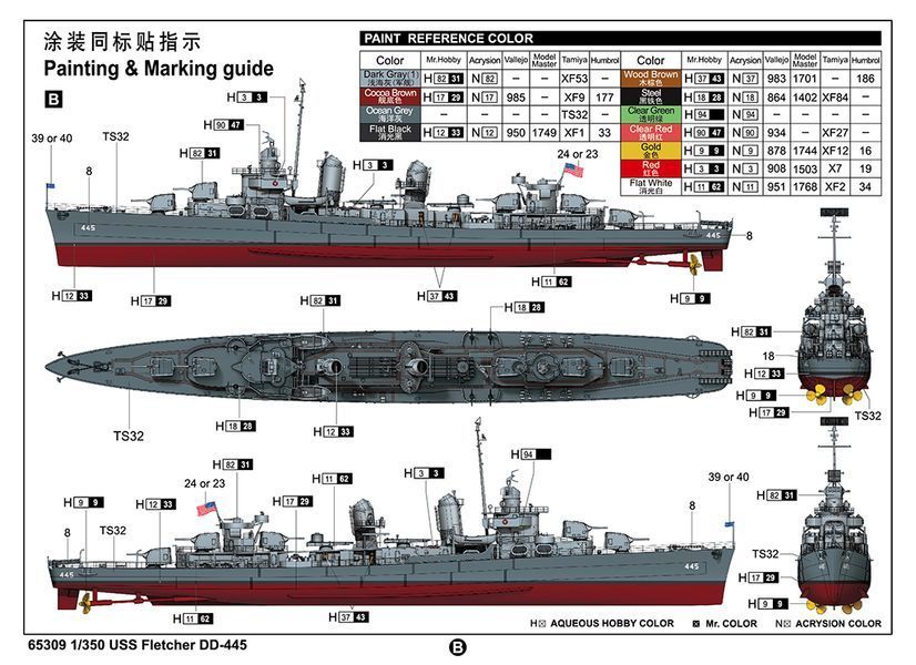 Американський есмінець 1/350 USS Fletcher DD-445 I Love Kit 65309 , збірна модель Флетчер ILK65309 фото