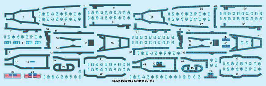 Американський есмінець 1/350 USS Fletcher DD-445 I Love Kit 65309 , збірна модель Флетчер ILK65309 фото