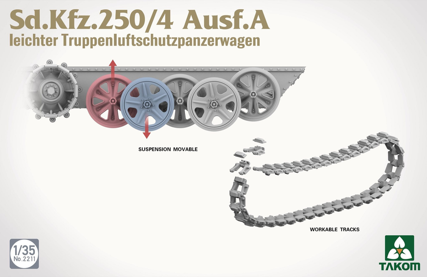 Німецький ППО-бронетранспортер 1/35 Sd.Kfz.250/4 Ausf.A Takom 2211 , збірна модель бтр Sd.Kfz.250 Таком TK2211 фото