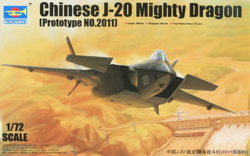 Китайский истребитель 1/72 Chengdu J-20 Mighty Dragon (Prototype No. 2011) Trumpeter 01665 , сборная модель TR01665 фото