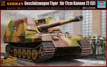 Німецька самохідна гармата 1/35 G.W. Tiger f&uuml;r 17 cm K72 (Sf) Trumpeter 00378 , збірна модель сау Трумпетер TR00378 фото